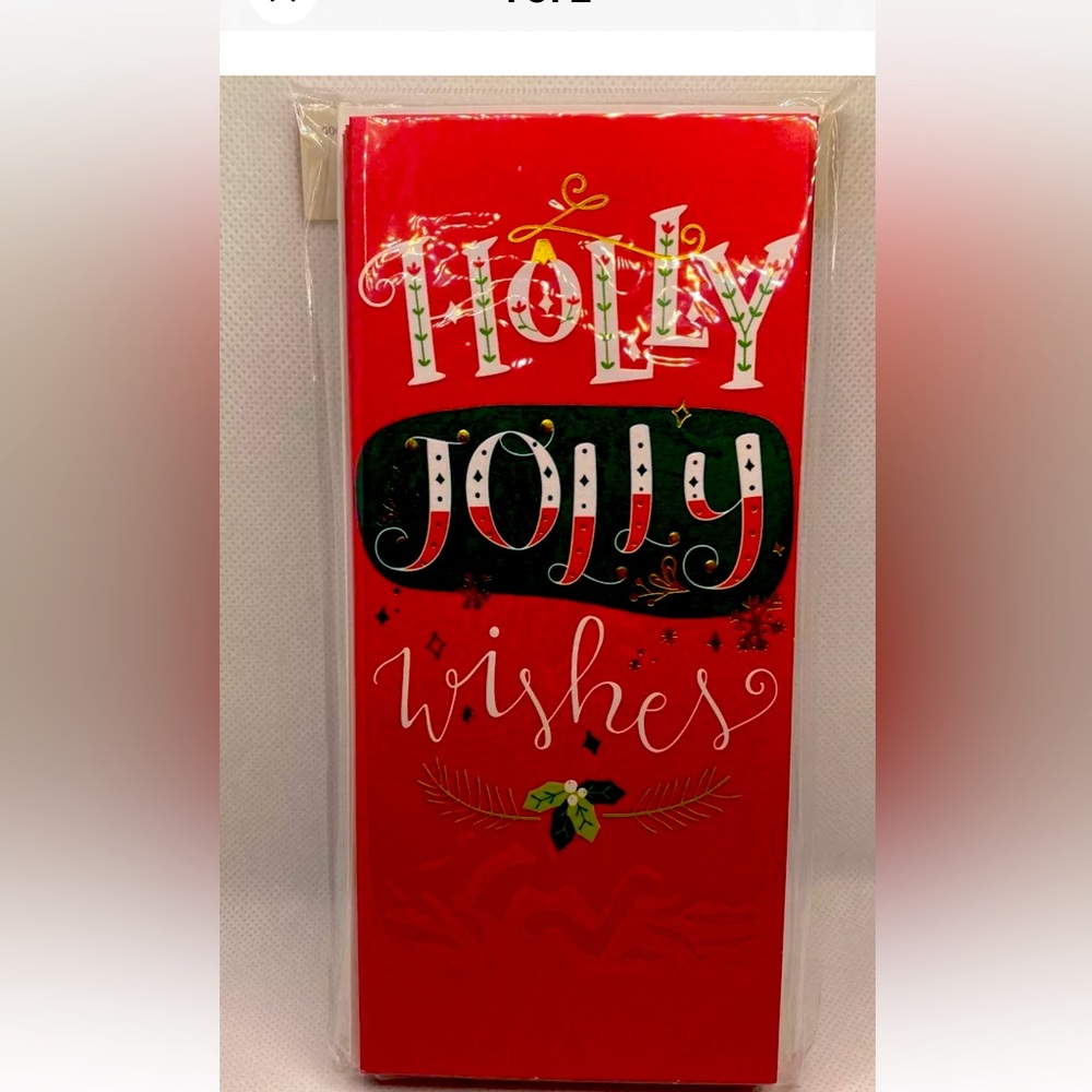 Holly Jolly wishes on Red - 8 Christmas Money Gift Card Holders